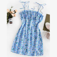 ZAFUL Ditsy Print Slit Mini Dress